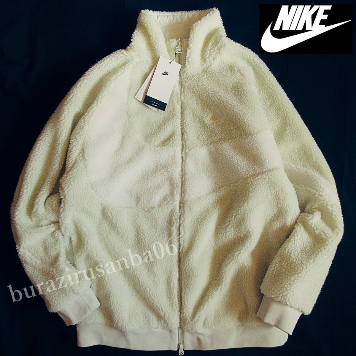 メンズ M ゆるめ 未使用 定価1.7万 NIKEナイキ ビッグスウッシュ BIG SWOOSH リバーシブル ボアジャケット ハイロフトフリース BQ6546-020拍卖