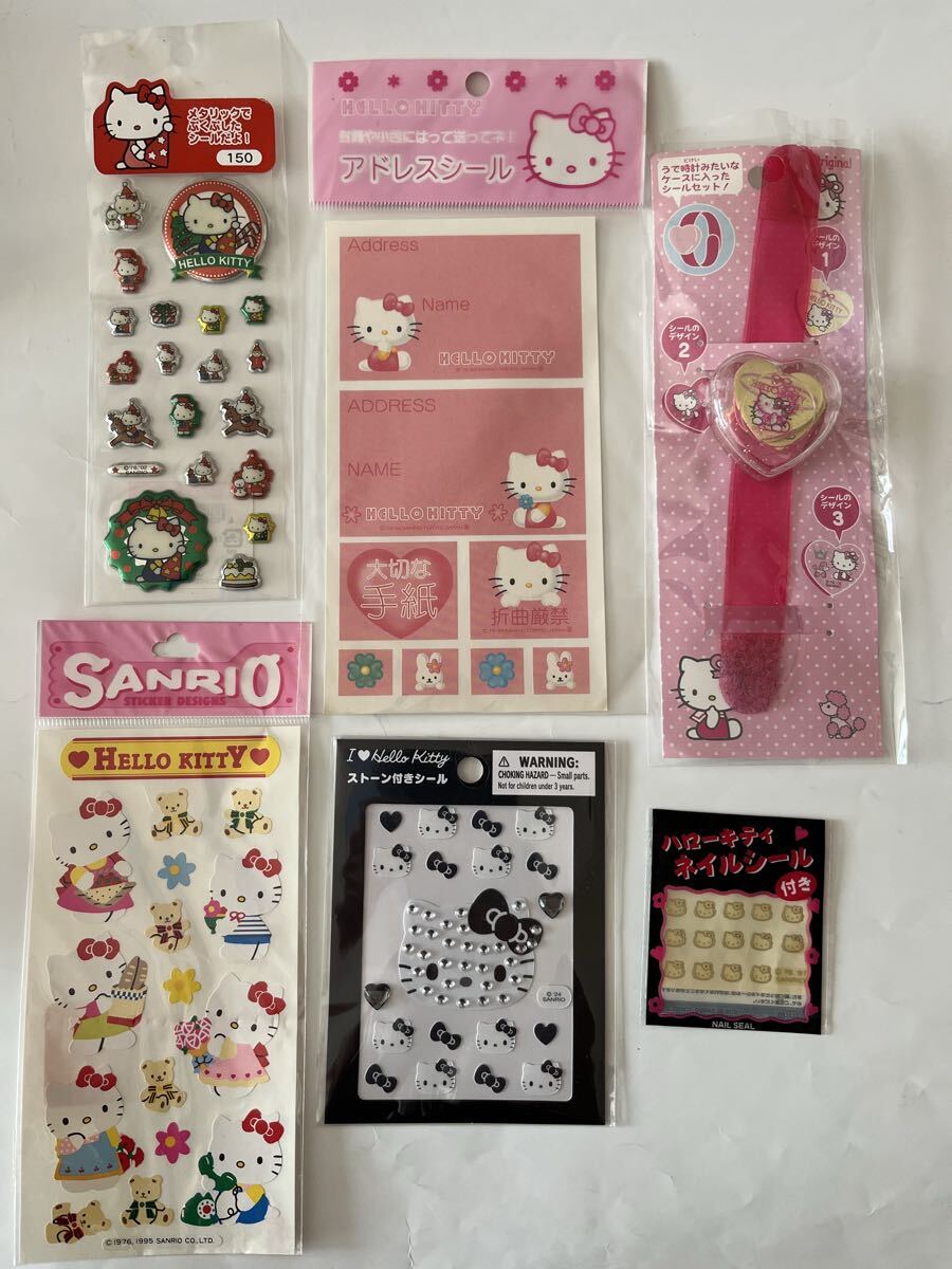 1995〜サンリオ ハローキティ シール色々 クリスマス モノトーン ゴールド ぷくぷく メタリック レトロ 当時物 レア コレクター 拍卖