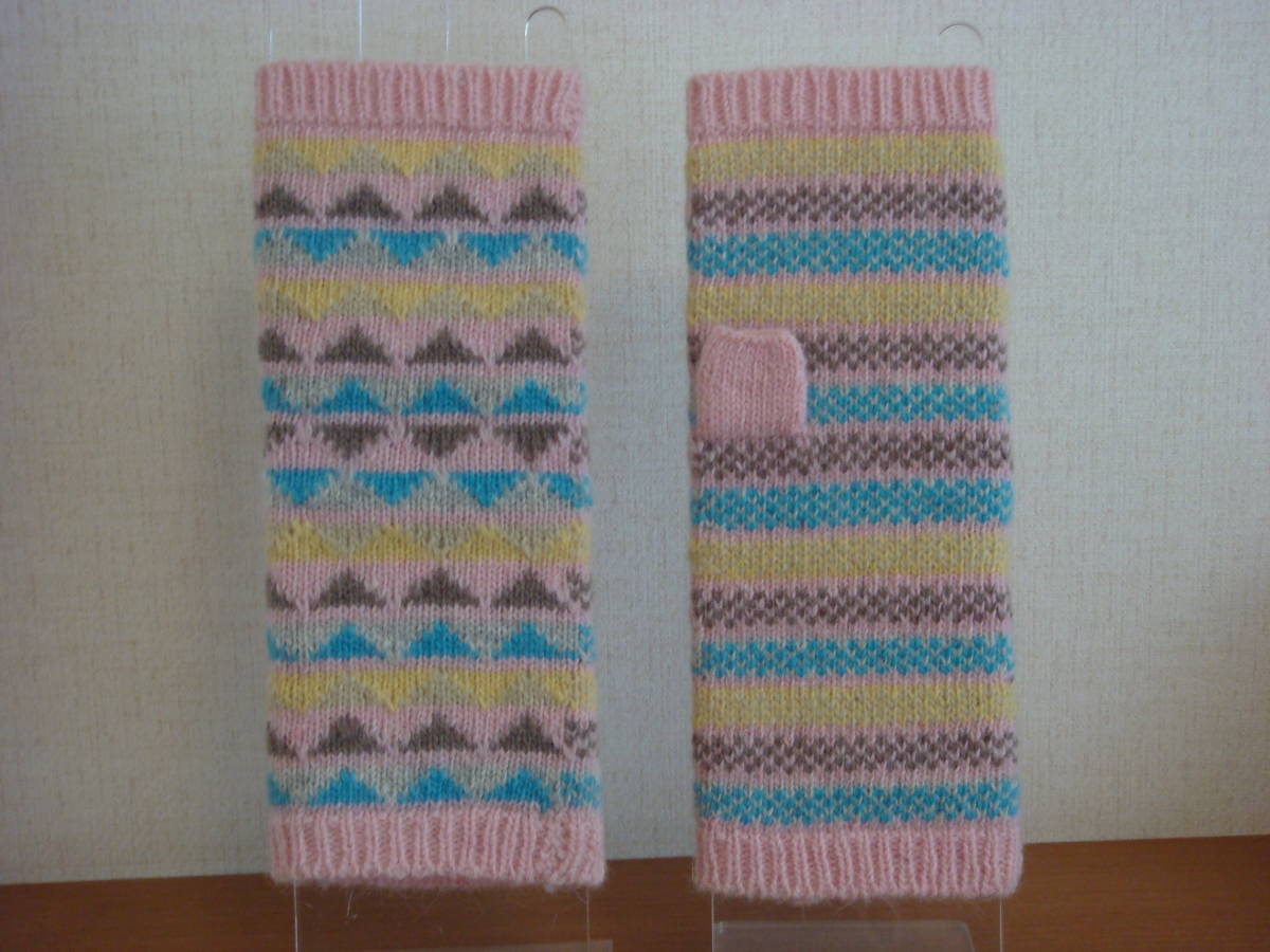 ニット手袋 ニットグローブ 5本の指先出るタイプ アンゴラ 女性用 新品未使用拍卖