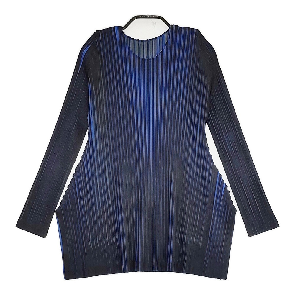 PLEATS PLEASE ISSEY MIYAKE 美品 プリーツチュニック PP23JK521 サイズ3 カットソー ブラック ブルー プリーツプリーズ 5-1115M 274262拍卖