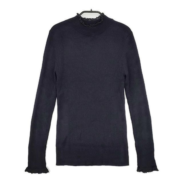 IENA ファインウールレースツキハイネックリブプルオーバー セーター ニット 21AW ネイビー イエナ 5-1019T 264943拍卖