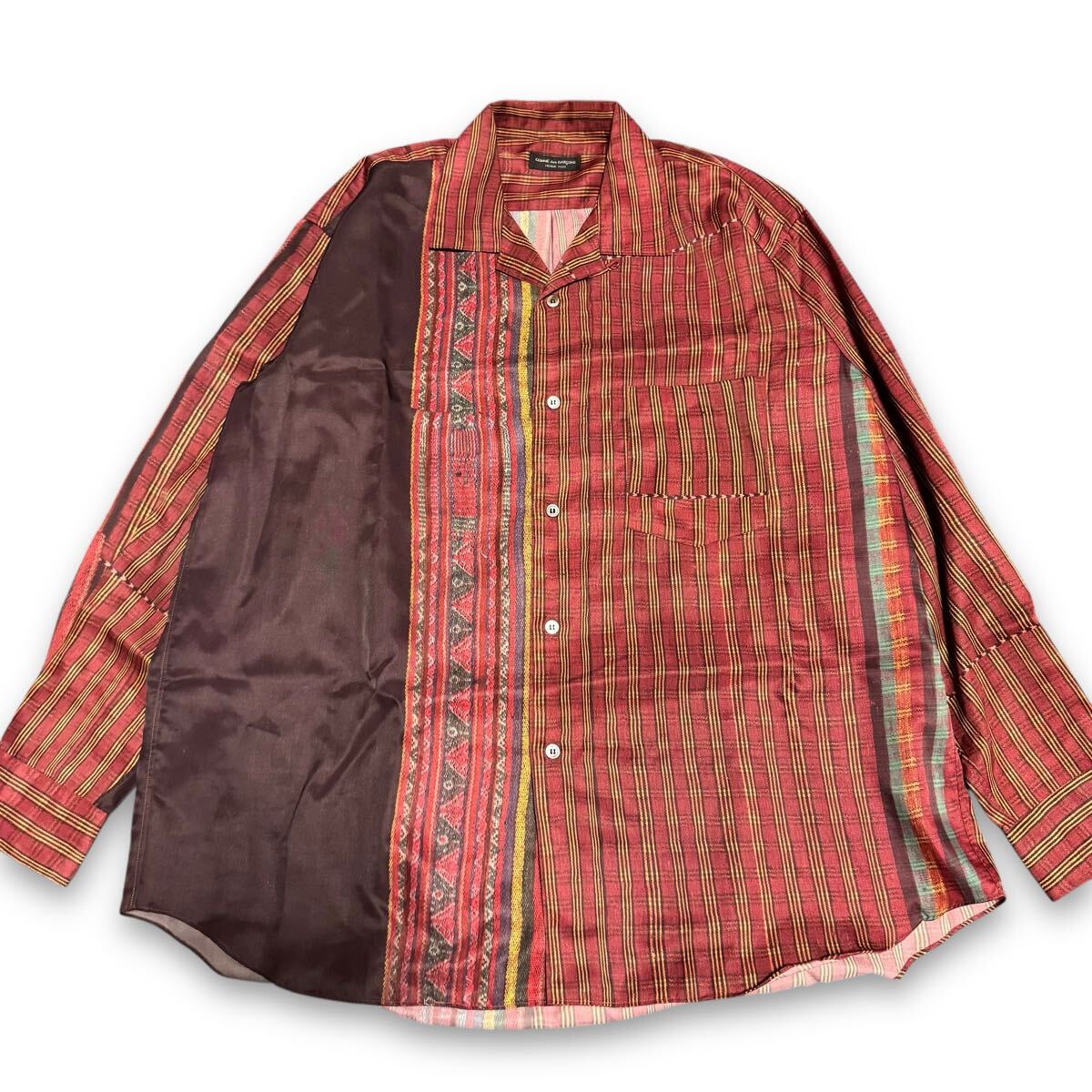 【名作!!エスニック期!!】【転写プリント!!】COMME des GARCONS HOMME PLUS コムデギャルソンオムプリュス 長袖オープンカラーシャツ拍卖