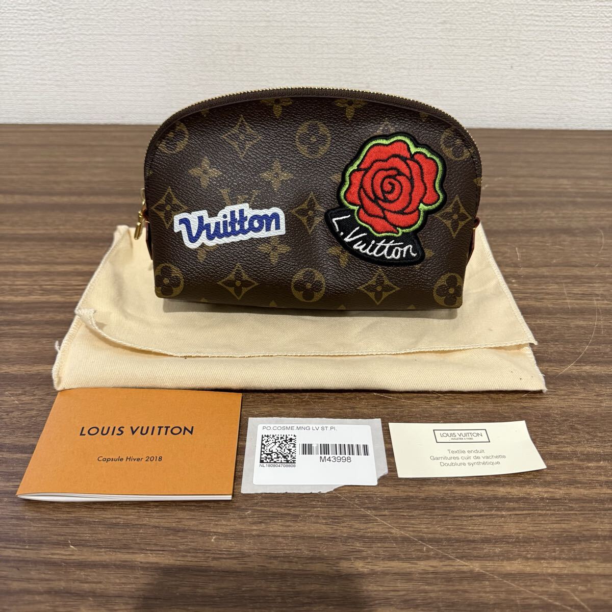 OYF720【未使用★】LOUIS VUITTON ルイヴィトン LV モノグラム ポシェット コスメティック ポーチ M43998 レザー ブラウン拍卖
