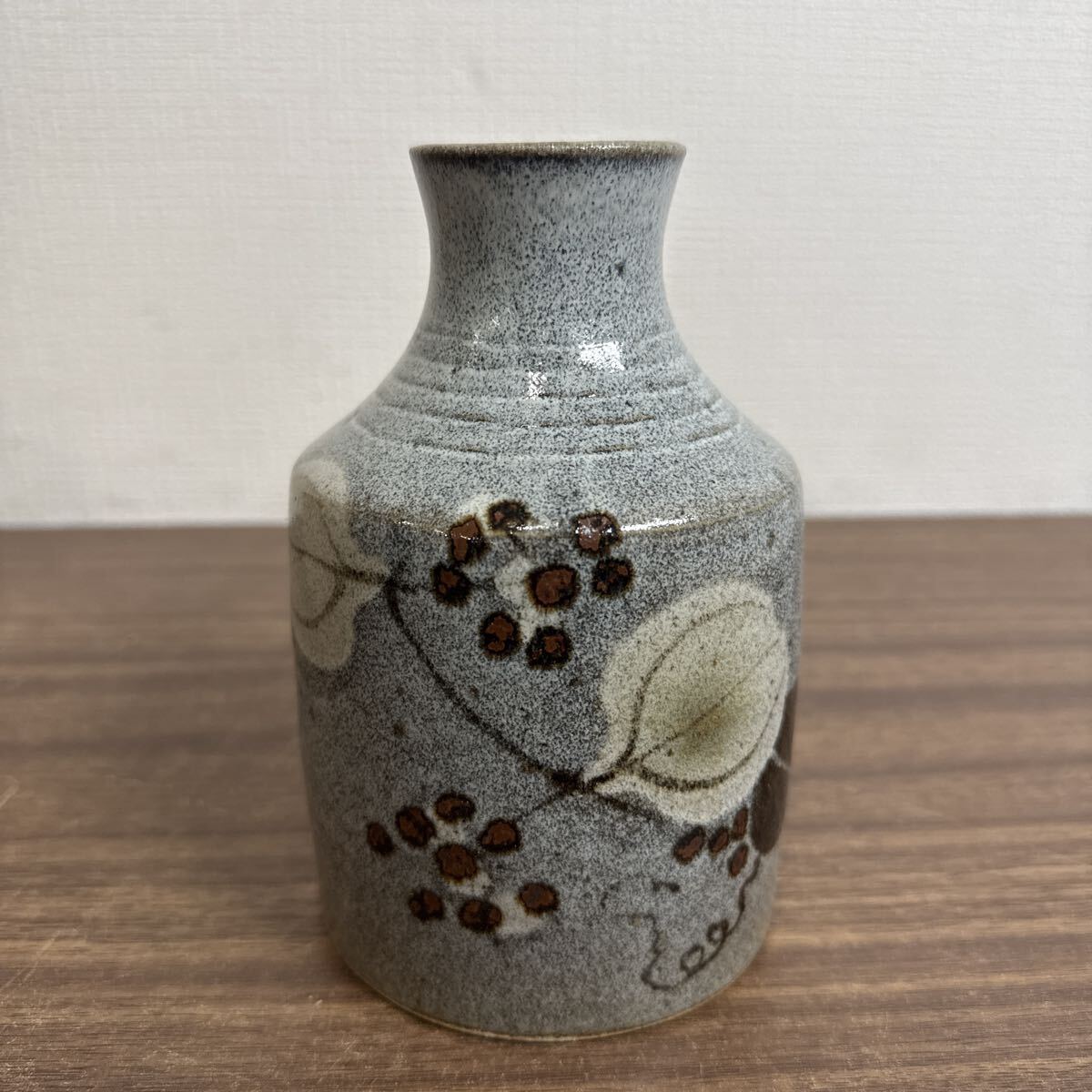 OYN276 益子焼 作者不明 花器 徳利 陶器 工芸品 アンティーク コレクション 直径約10cm 高さ約15.5cm拍卖