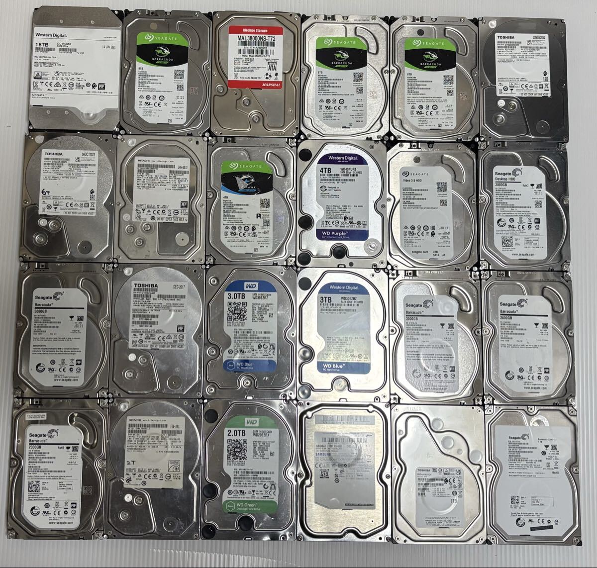 ハードディスク まとめ売り 大量 24台 約107.5TB 3.5インチHDD ジャンク拍卖
