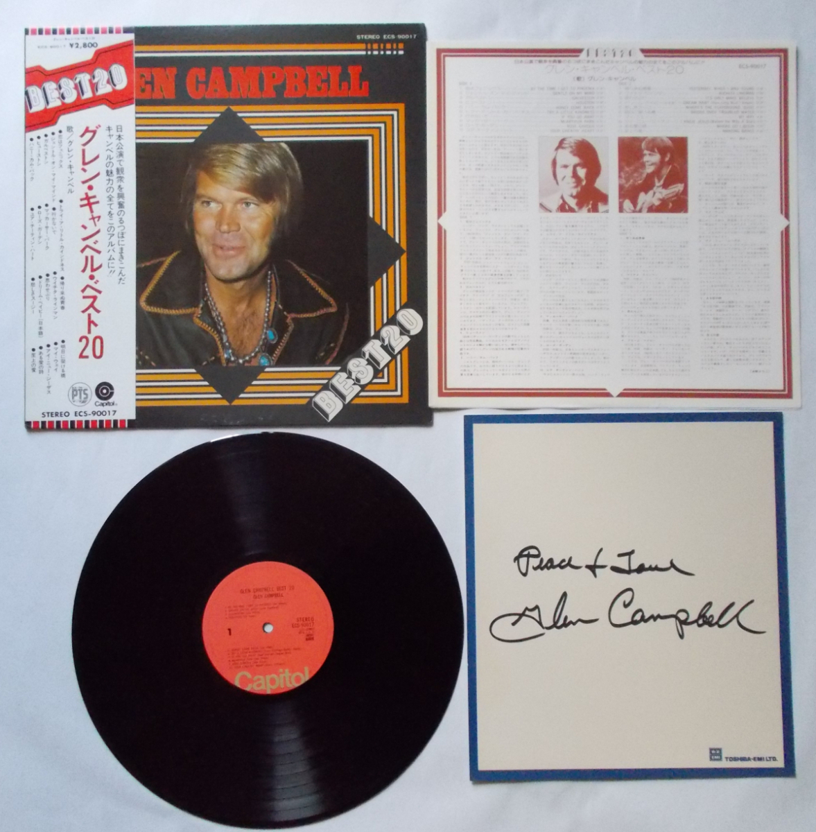 直筆サイン色紙付・帯付LP グレン・キャンベル ”グレン・キャンベル・ベスト20” ECS-90017拍卖
