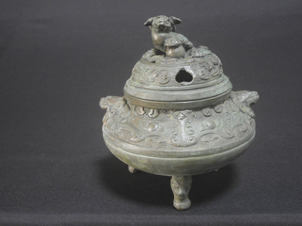 香炉 獅子付 銅製 / アロマ 【送料無料】拍卖