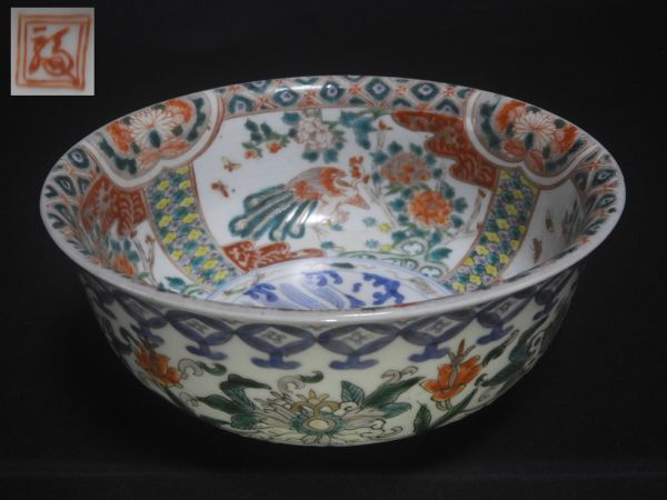 丼 菓子器 渦福 柿右衛門 色絵 魚鳥花菓子器 飾り丼 時代 【送料無料】拍卖