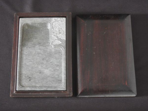 (a-2) 硯 端渓 天然石 木箱 習字道具 緑端渓 【送料無料】拍卖