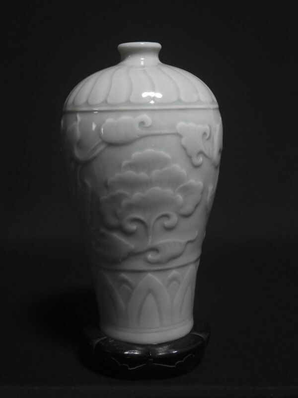 花器 花青磁一輪挿 中国美術 飾台付 【送料無料】拍卖