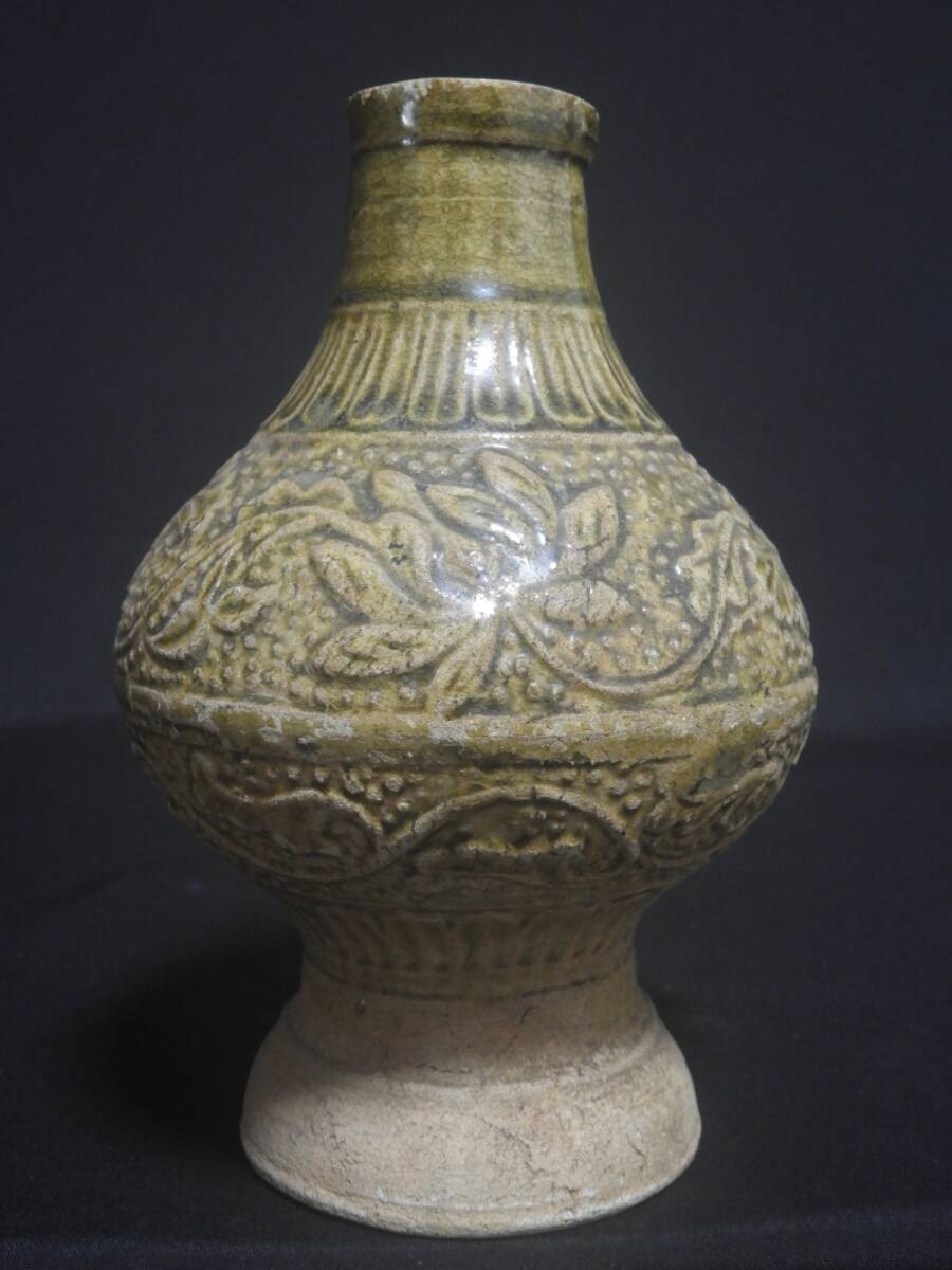 花器 花緑彩華草文 / ミャンマー 【送料無料】拍卖