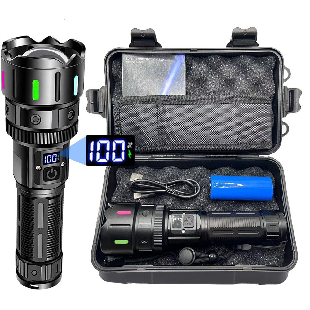 【新品未使用】 LED懐中電灯 50000ルーメン フラッシュライト Type-C充電 5段調光 充電式 懐中電灯 軍用 最強 XHP70 登山/防災 hw779拍卖