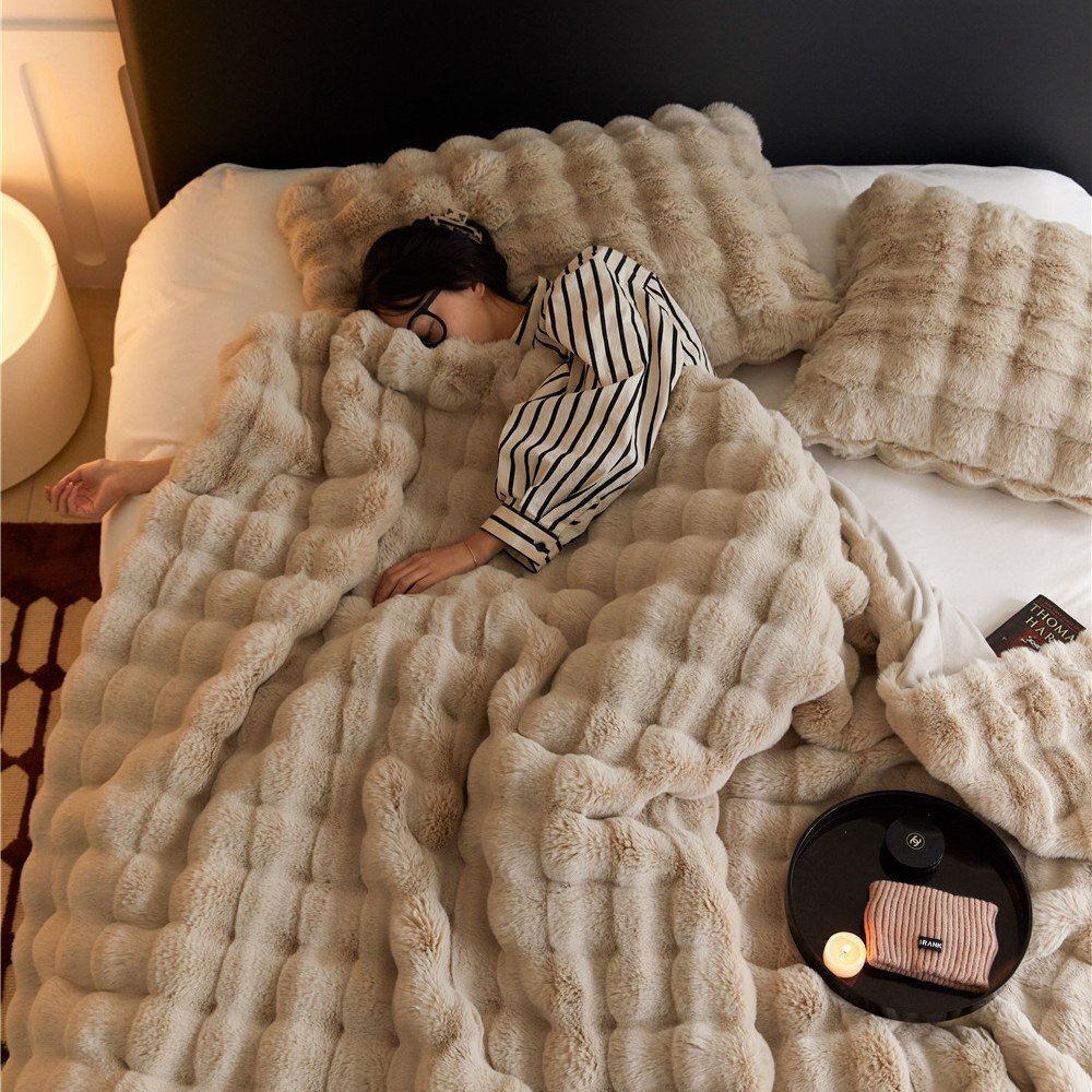 毛布 もこもこ毛布 ブランケット モコモコ とろとろ ふわふわ 毛布 ふわとろ ひざ掛 両面使用可能 160×200cm ベージュ hw1405.mi.3拍卖