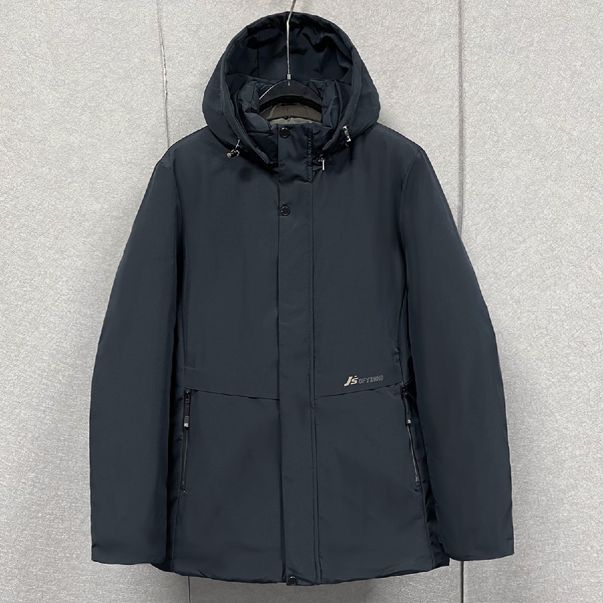 中綿ジャケット イタリア製造 コットン100% 裏起毛 ソフト 保温 フード付き 無地 ビジネス フォーマル カジュアル 日常 通勤 冬 SIZE:L拍卖