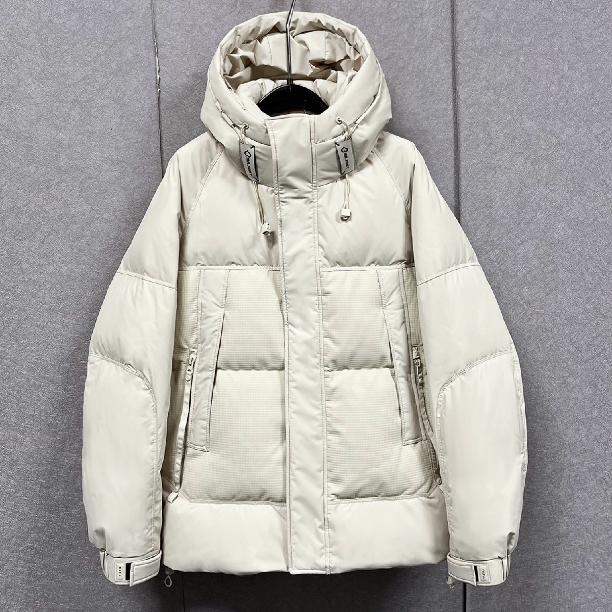 ダウンジャケット イタリア製造 ダックダウン90% 防寒 ソフト 防風 無地 フード付き 個性 切替 アウター ブルゾン カジュアル SIZE:2XL拍卖