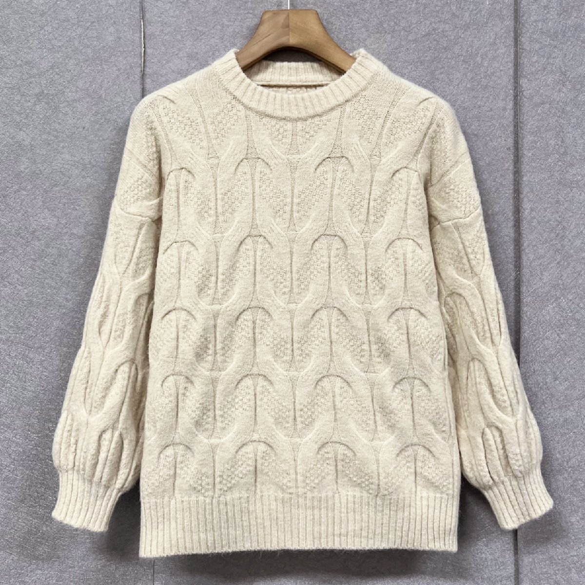 セーター イタリア製造 高級ウール混 保温 ソフト 総柄 ニット 着痩せ トップス カットソー スウェット レジャー レディース 秋冬 SIZE:XL拍卖