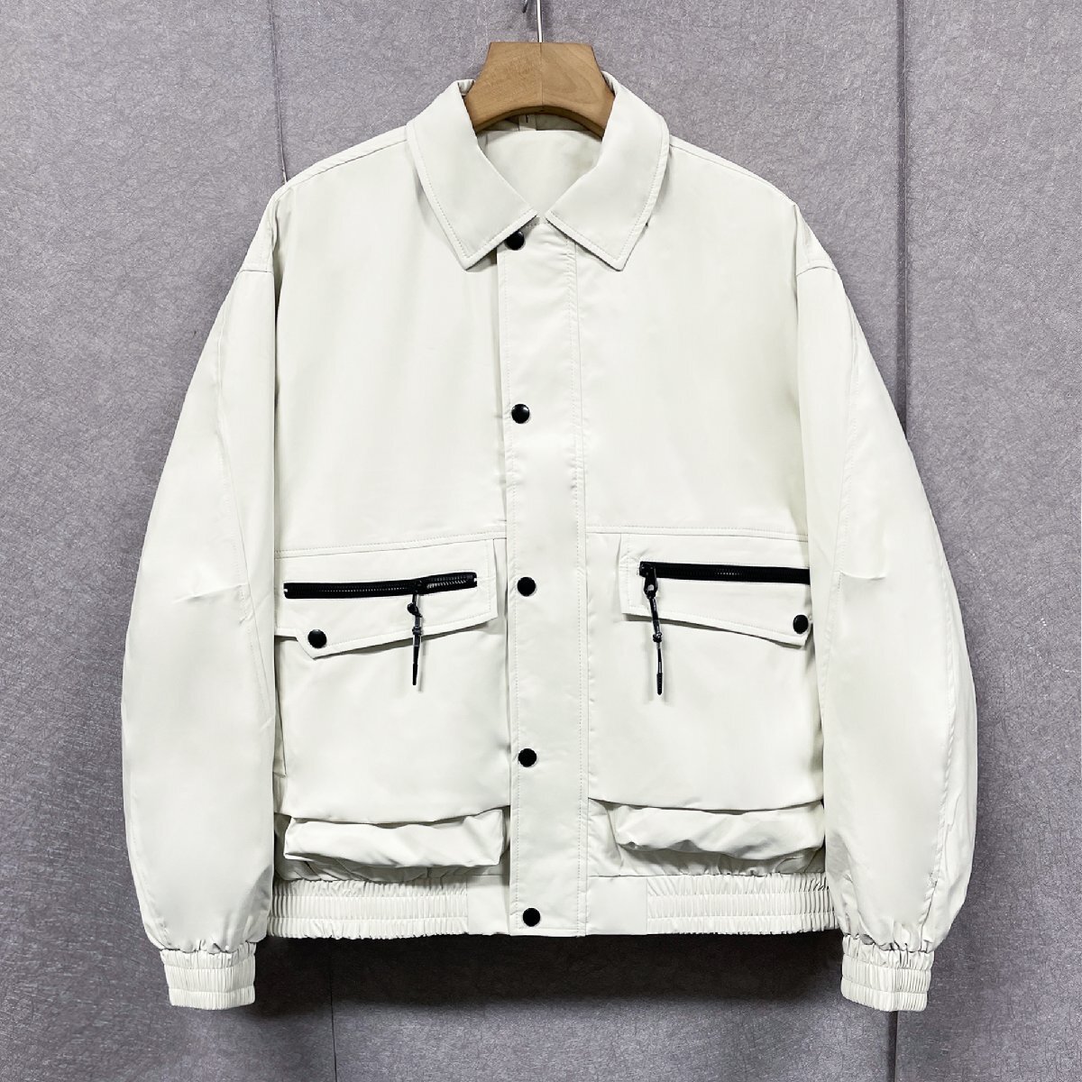 ジャケット イタリア製造 ポリアミド100% 薄手 撥水 ソフト 防風 無地 折り襟 ゆったり ジャンパー アウター カジュアル 日常着 SIZE:L拍卖