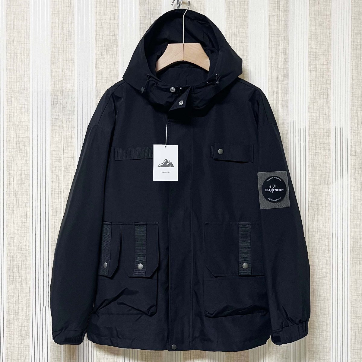 ジャケット イタリア製造 快適 防風 速乾 ワッペン ゆったり マウンテンパーカー アウター スポーツウェア フード付き 通勤 春秋 SIZE:M拍卖