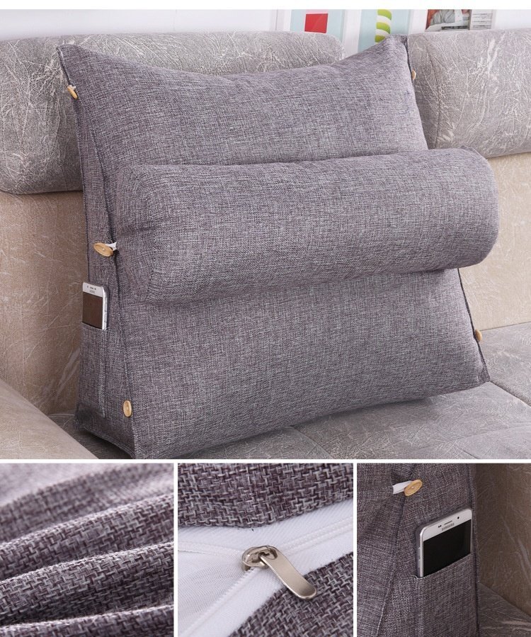 クッション 背もたれ クッションソファ 座布団 ベッド用 大きいサイズ 腰枕 シンプル ソファー オフィス ダックグレー 60*50*20 084dgr拍卖