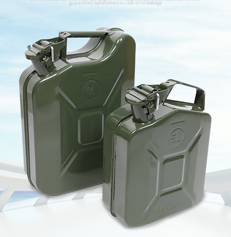 最新型SUS201 ガソリン携行缶 燃料ボトル 車用緊急対応用品 防災 アウトドア ステンレス ノズル付き 5L hw6085L拍卖