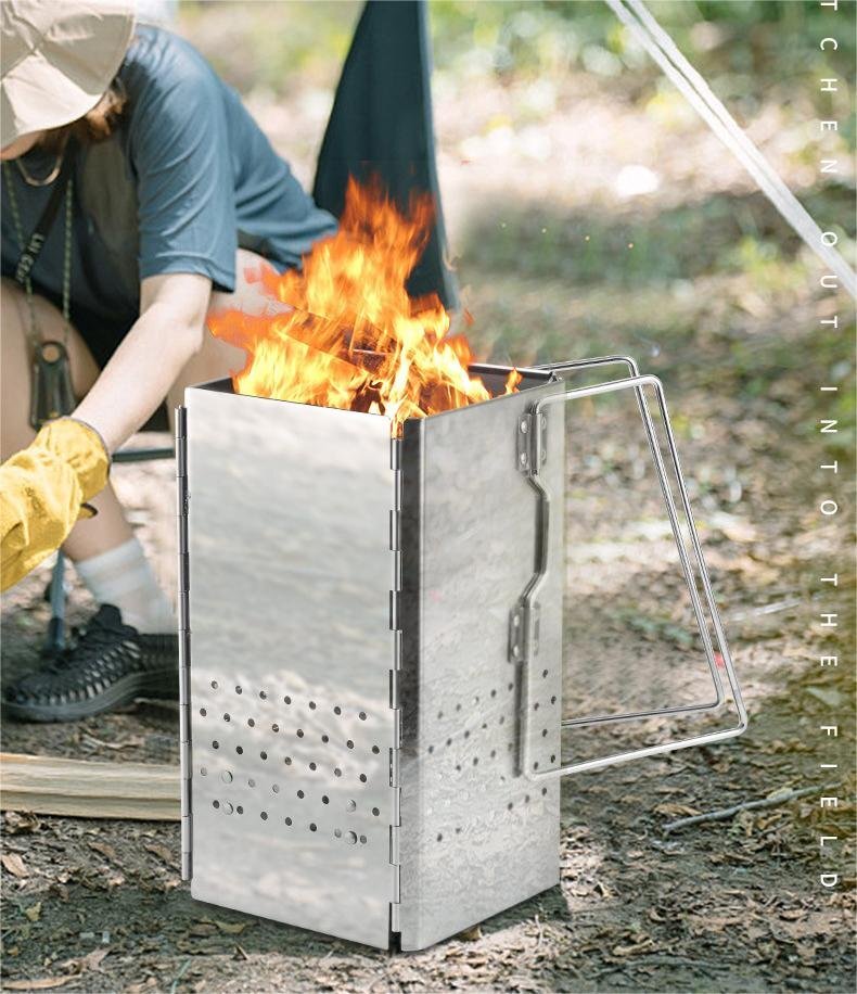 焚き火台 薪ストーブ コンパクト キャンプ 折りたたみ 1台多役 軽量 bbq 持ち運び ステンレス製 LZ001拍卖