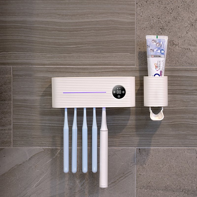 歯ブラシ除菌器 壁掛け UVC紫外線滅菌 USB充電 パンチフリー設置 電動歯ブラシ収納(ホワイト)217wt拍卖