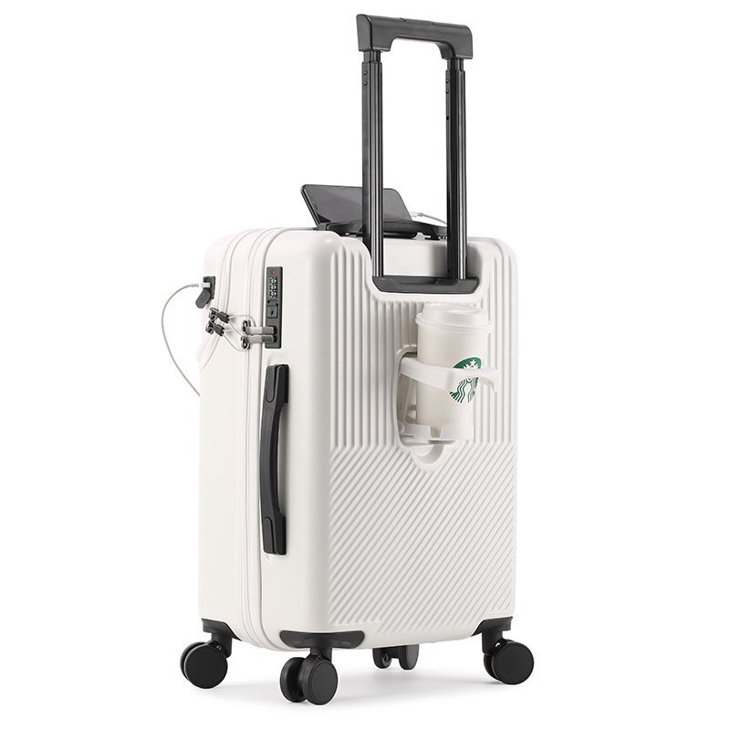 スーツケース キャリー ケース 20インチ 軽量 USBポート カップホルダー フック搭載 旅行 2泊3日 (ホワイト) hw162wt拍卖