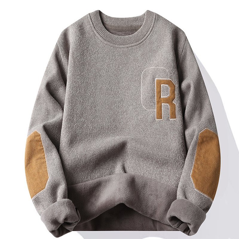 新品◆イタリア製 メンズ ニットセーター 兔毛風 加 厚手 保温 秋冬用 丸首 刺繍入り おしゃれ カジュア 2XL/52 fz115拍卖