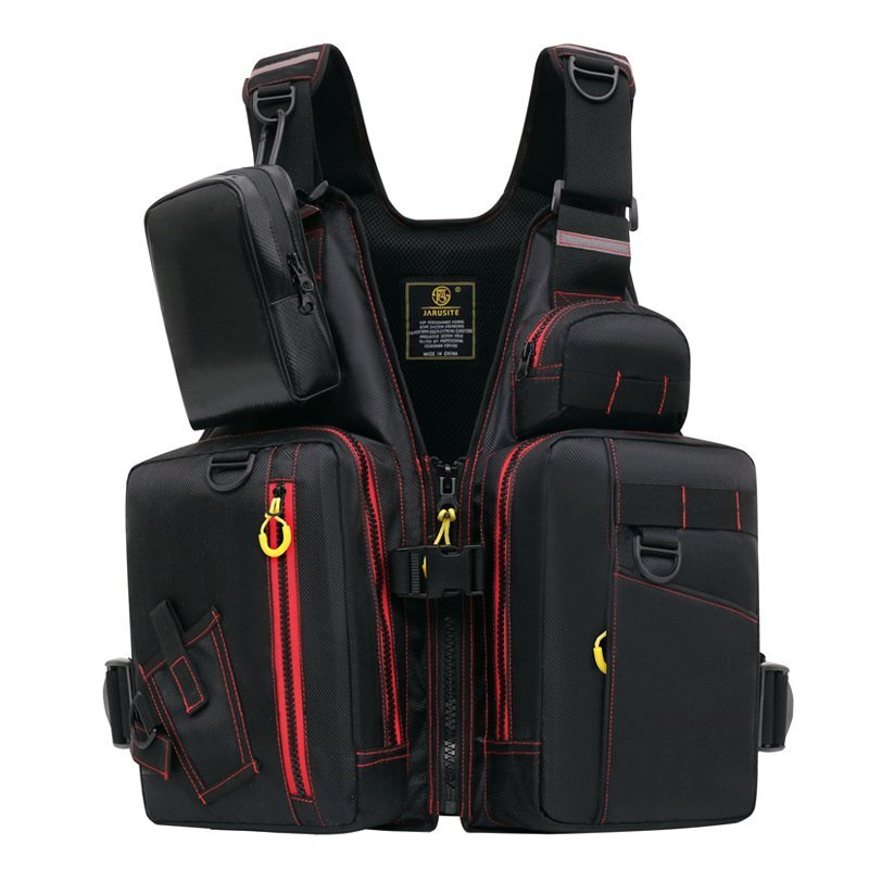 フローティングベスト フィッシングベスト 衝撃吸収 高い浮力材 釣り用 軽量 フリーサイズ アウトドア用 男女兼用(レッド) hw362rd拍卖