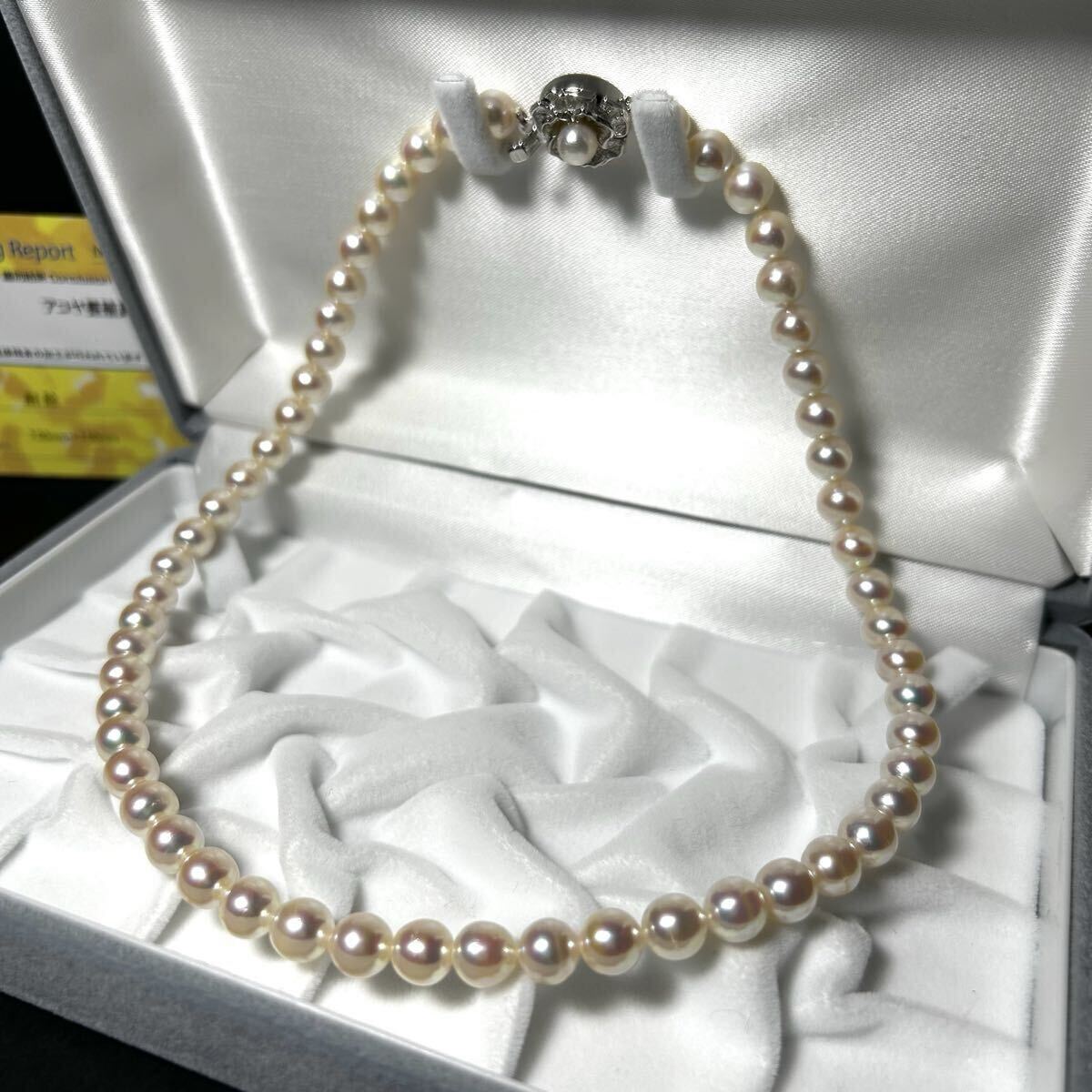 あこや真珠 パール 真珠 約7.0-7.3mm ネックレス SILVER 金具 本真珠 アコヤ シルバー刻印 pearl necklace あこや 冠婚葬祭約42.5cm約33.4g拍卖