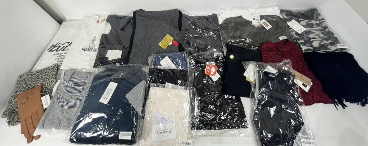 未使用品 1円~ 洋服 まとめ M1 レディース カットソー インナー マフラー 革手袋 パンツ アウター Lサイズ Provador HANAE MORI 堀拍卖