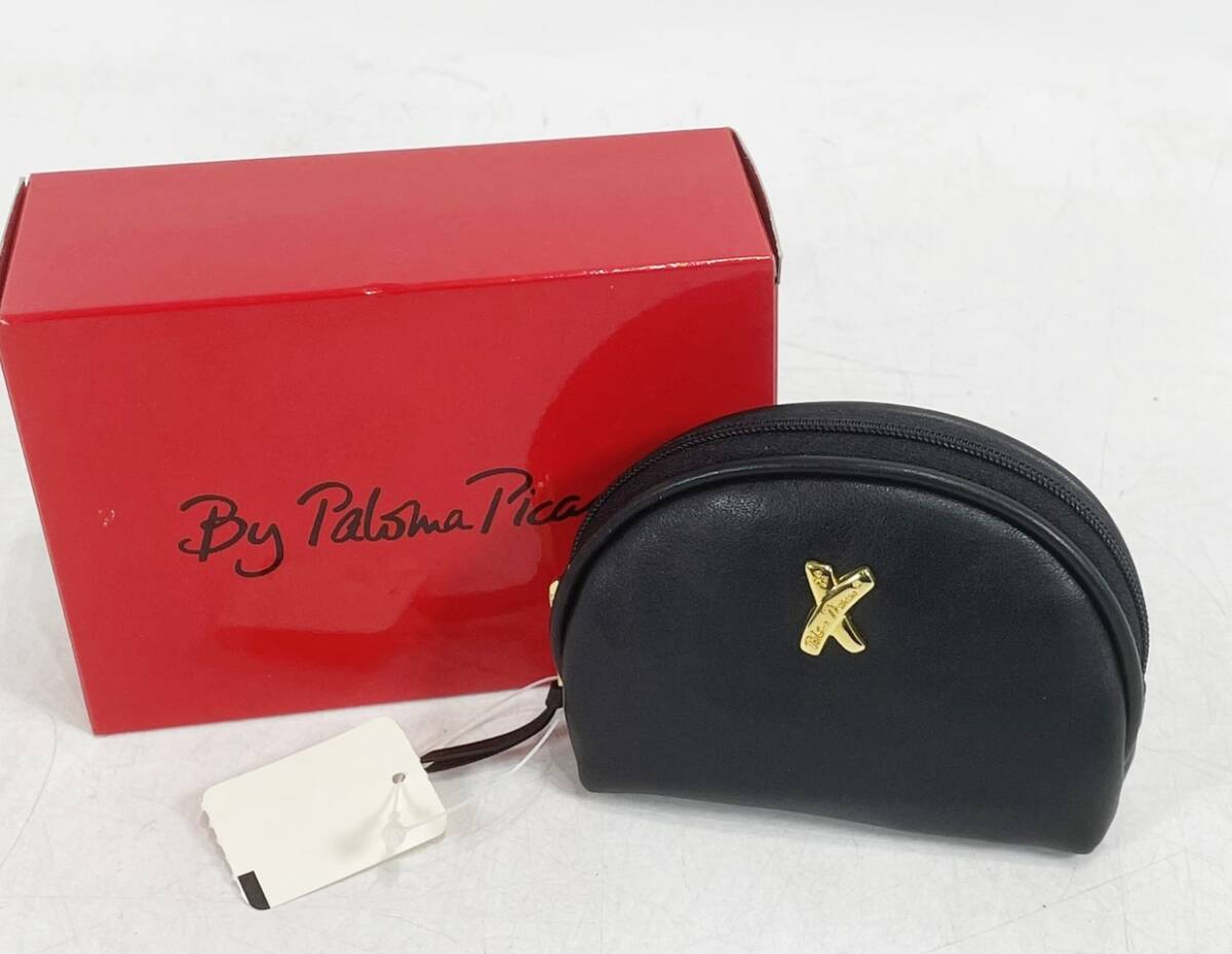 未使用 パロマピカソ レザー 小物入れ ミニ ポーチ ブラック コスメポーチ 黒 Paloma Picasso 1円~ B1 堀拍卖