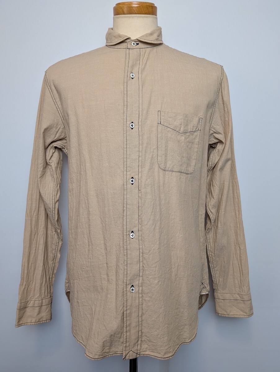 SUGARCANE LIGHT シュガーケーン ライト ヘチマ襟 シャツ Lサイズ ベージュ 三つ穴ボタン拍卖