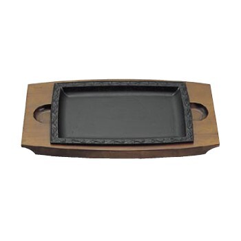 ステーキ皿 A113-38 大 角型 唐草 鉄製 アサヒ拍卖