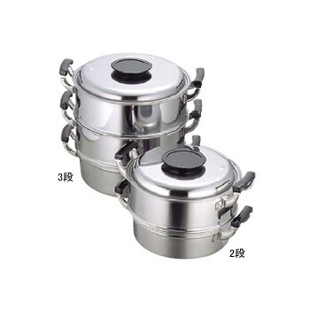 丸蒸器3段 プレス式 18-0(ステンレス) モモ 29cm拍卖