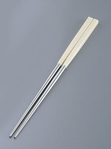 PC柄ステンレス軽量箸(スベリ止付) 24cm レモンイエロー (THS1703)拍卖