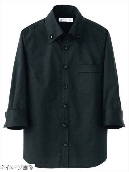男女兼用 スキッパーボタンダウンシャツ CH4420-9 ブラック S拍卖
