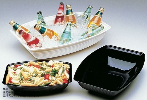 キャンブロ 長角型リブド サラダボール ブラック RSB1014CW(110)拍卖