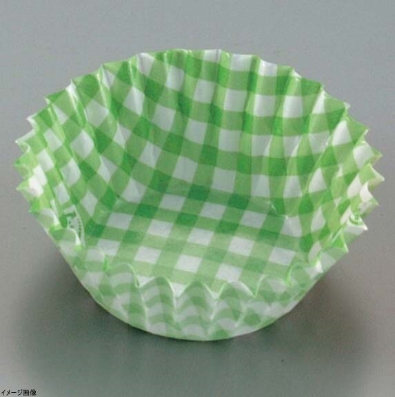 東洋アルミ カラフルなお弁当カップ 紙ケースカラー(500枚入)5号 深口 チェック緑拍卖