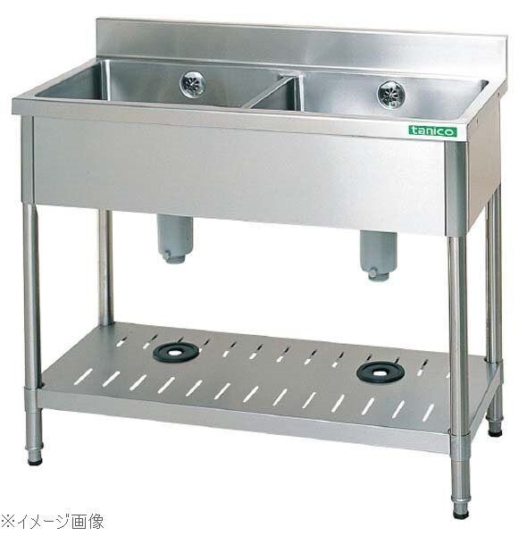 18-0(ステンレス) 二槽シンク(バックガード付)TX-2S-120拍卖