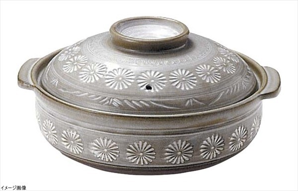 萬古焼 銀峯 IH対応 土鍋 9号 4-5人用 花三島 26091拍卖