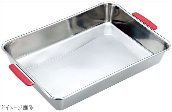 18-8(ステンレス) カラー取手付 角バット 18枚取 レッド拍卖