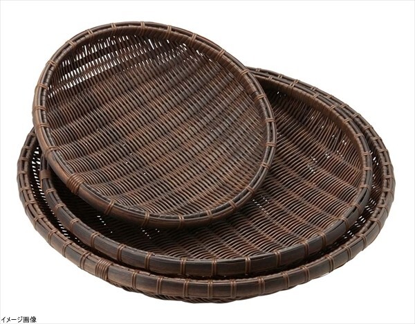 ざる 樹脂 箕ざる ザル 笊 箕 竹 丸 食洗機 対応 ブラウン 40cm (高さ約8cm) 91-088拍卖