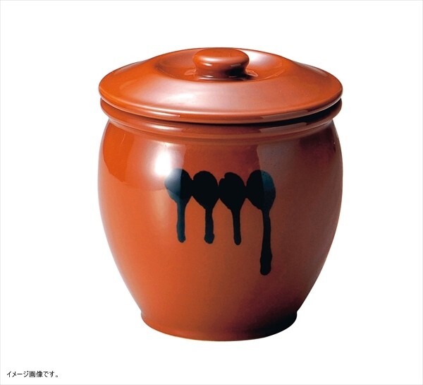 ヤマキイカイ 紅星窯 漬物容器 蓋付半胴瓶 4号 A4 3682ao拍卖