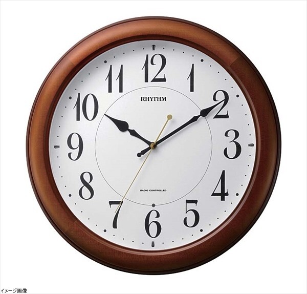 リズム時計 電波 掛け時計 アナログ ピュアライトM25 暗所 ライト 自動 点灯 木 茶 (半艶仕上げ) RHYTHM 4MYA25SR06拍卖