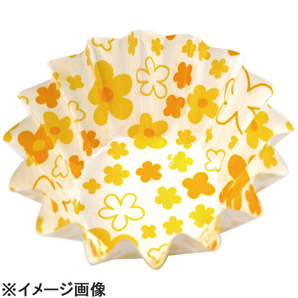 アヅミ産業 紙カップココケース丸型(500枚入) 小花柄6号深イエロー (XAZ5206)拍卖