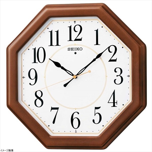 セイコー クロック 掛け時計 電波 アナログ 八角型 木枠 茶 木地 KX389B SEIKO拍卖