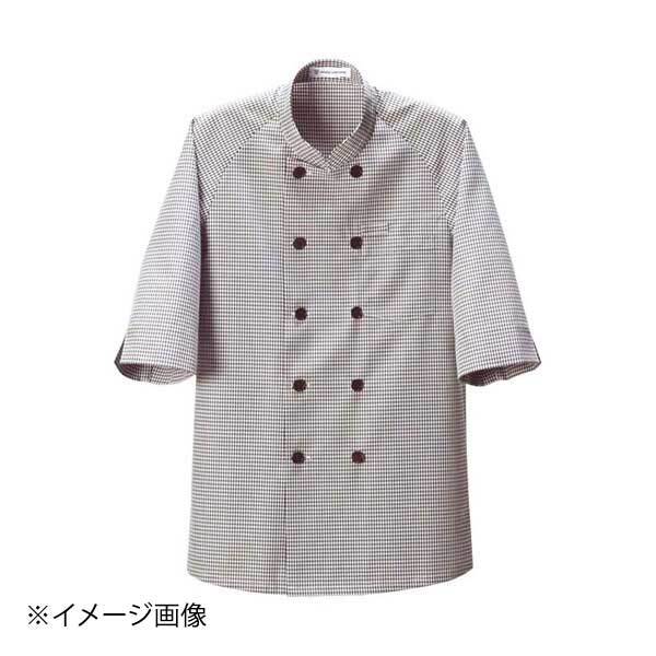 コックシャツ(男女兼用)五分 BA1226-6 ホワイト×ブラウン M拍卖