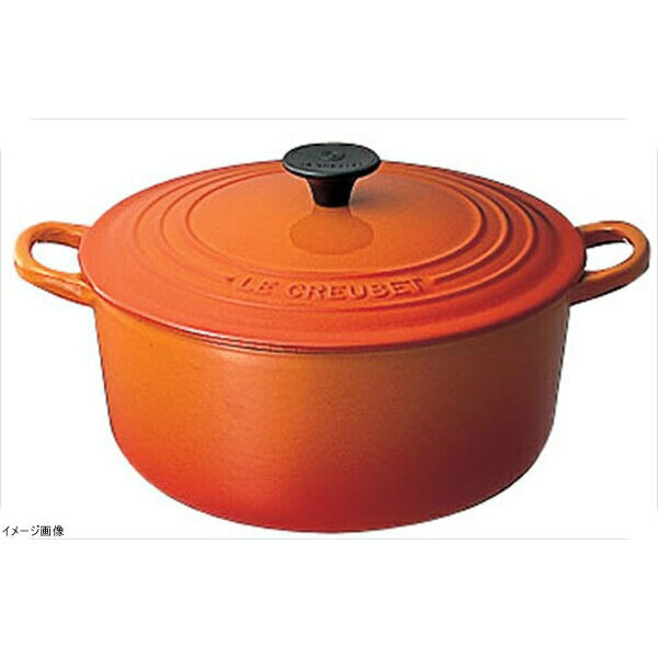 ル・クルーゼ (Le Creuset) ココット・ロンド オレンジ 24cm 2501拍卖