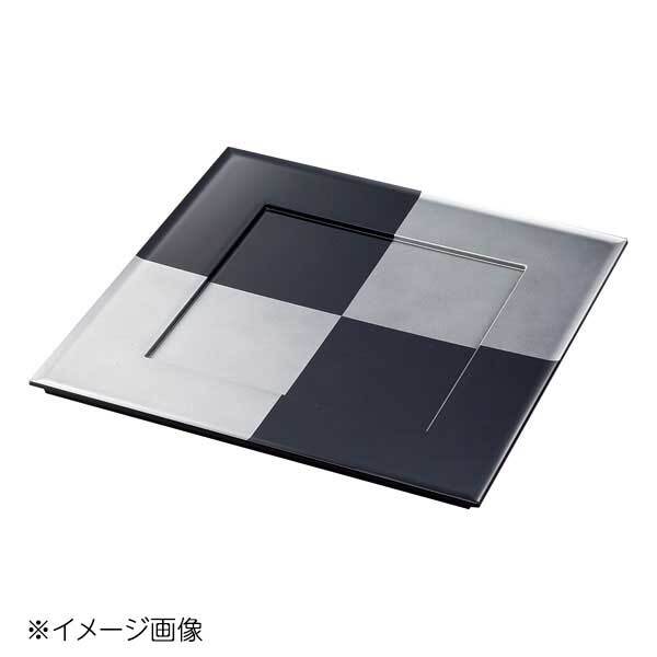 桐井陶器 モデルノ MODERNO 黒シルバー市松33cm角盆 290-9803拍卖